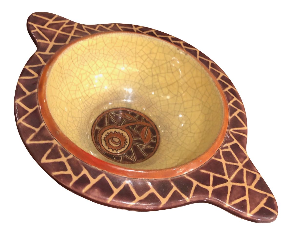 Longwy Primavera Cloisonné Ceramic Dish Art Deco