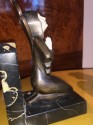 Roland Paris Bronze Ivoroid Praying Bookends Art Deco Iron Marble