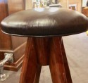 Barstools Art Deco Wood, Chrome and Leather