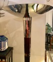 French Style Art Deco Floor Lamp Torchiere Wood and Chrome