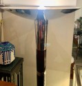 French Style Art Deco Floor Lamp Torchiere Wood and Chrome