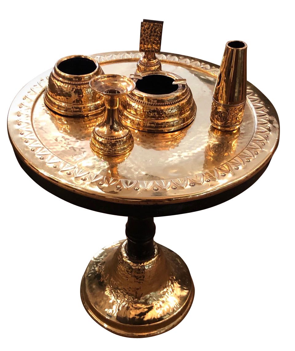 Art Deco Brass and Wood Smoking Table Germany