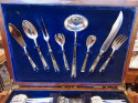 Complete Art Deco Silver Service for 12 by Plata Lappas in Cabinet