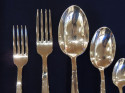 Complete Art Deco Silver Service for 12 by Plata Lappas in Cabinet