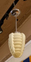 1930s ART DECO OPALINE GLASS TORPEDO SKYSCRAPER CEILING LIGHT LAMP
