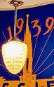 1930s ART DECO OPALINE GLASS TORPEDO SKYSCRAPER CEILING LIGHT LAMP
