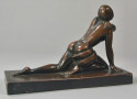 Art Deco Reclinig Female Form Bronze by Sibylie May