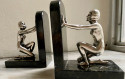 Art Deco Women in Silver on Marble Bookends