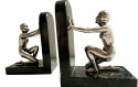 Art Deco Women in Silver on Marble Bookends