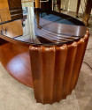 Art Deco Oval Shaped Faceted Coffee Table Glass Top