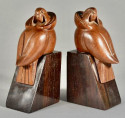 Art Deco Bookends of Parrots in Wood by George Laurent