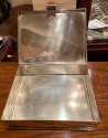 Art Deco Silver-plate Jewelry Box Modernist with Carnelian Stone