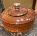 Art Deco Round Wood Box with Sterling Monogram Top