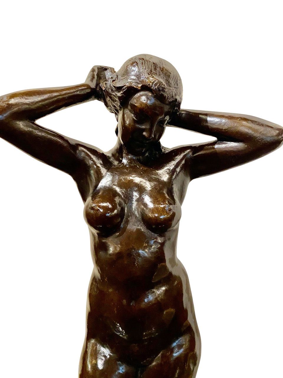Art Deco Bronze Female Statue by Belgian Artist M. D'Haveloose