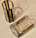 Art Deco Czech Decanter Glasses with Leopard Gold & Black Designs