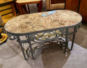 Hand Forged Iron Oval Custom Art Deco Coffee Table with Marble Top