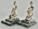 Art Deco Bronze Bookends Lady and Faun Signed H. Vandaele