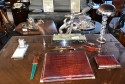 Adnet Designer Art Deco French Table Lamp Chrome Glass