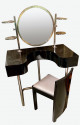 Bauhaus Style Vanity and Chair Black Lacquer Streamline