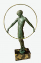 Pierre Le Faguays Dancer With Hoop Art Deco Green Patented Sculpture Fayral