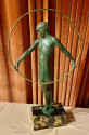 Pierre Le Faguays Dancer With Hoop Art Deco Green Patented Sculpture