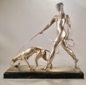Art Deco Sculpture by Raymond Leon Rivoire Titled FEMME AU LEVRIER