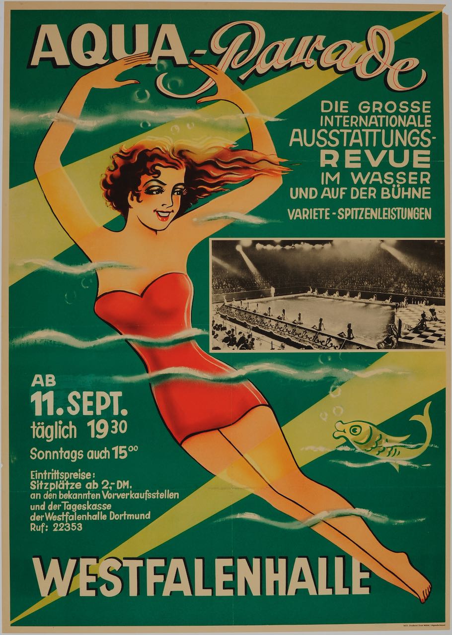 Aqua Parade German Swimming Poster Art Deco