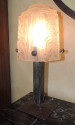 Art Deco Iron Lamp Muller Style Glass Shade