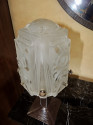 Art Deco Iron Lamp Muller Style Glass Shade