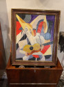 BELA DE KRISTO Art Deco Cubist Oil on Canvas Man Playing Guitar