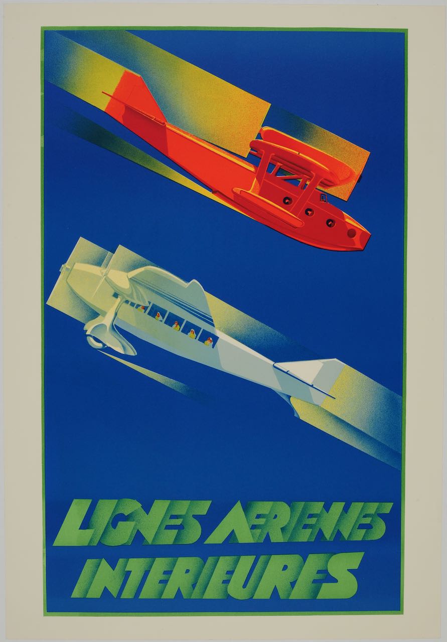 Lignes Aerennes Domestic Airlines Art Deco Poster