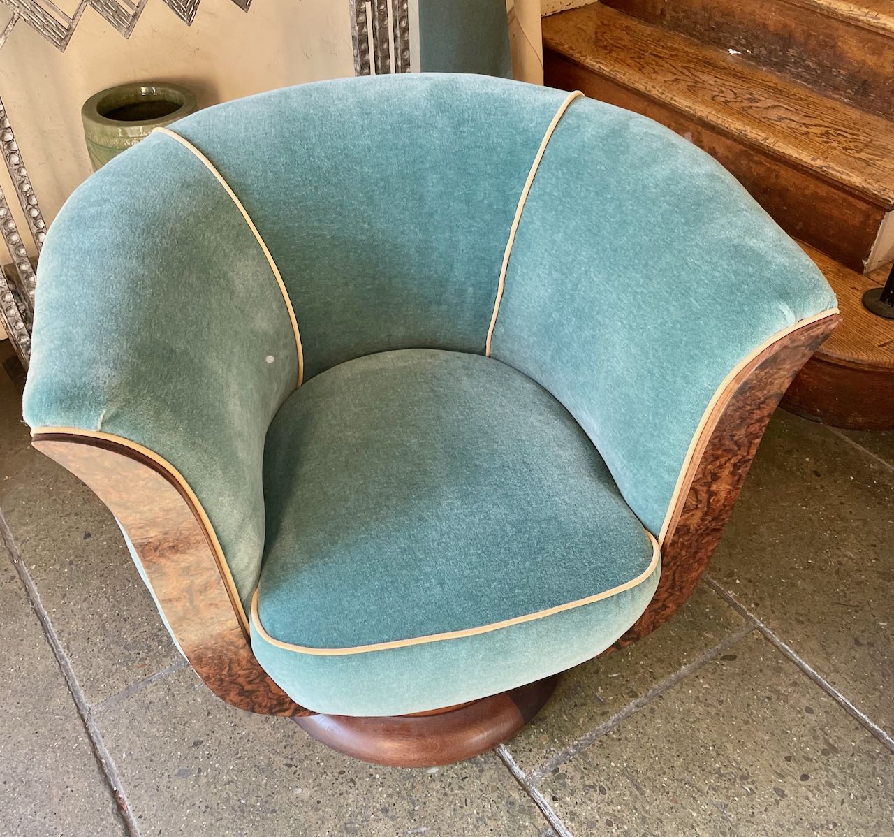 Custom French Style Art Deco Swivel Chairs Mohair | Seating Items | Art