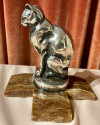 Max Le Verrier Bookends Statues of Dog and Cat French Art Deco