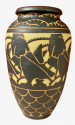 Boch Freres Charles Catteau Animal Stoneware Primitive Vase Art Deco