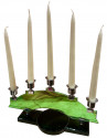 Art Deco  Candleabra in Green Glass and Chrome