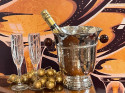 Art Deco Hammered Silver Champagne Bucket Bakelite Handles
