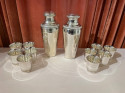 Pair of Silver Cocktail Shakers and Cocktail Cups