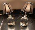 Jacques Adnet and Baccarat Crystal Ball Pair of  Art Deco Table lamps