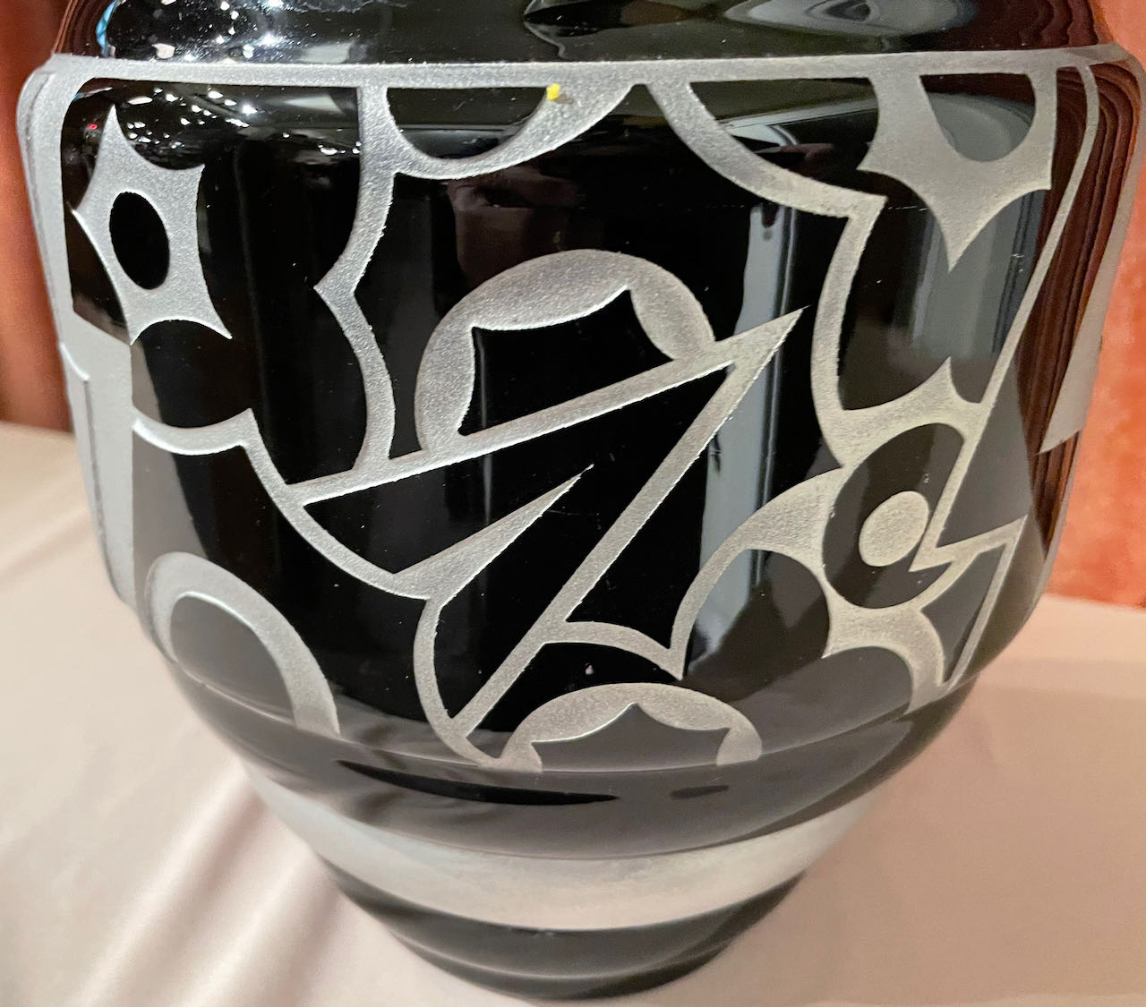Art Deco Acid Etched Modernist Glass Vase By Scalimont Production Glass Art Deco Collection