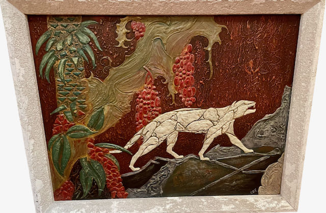 Art Deco Panther Painting French 1920s