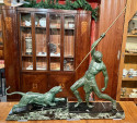 Chiparus 'The Hunter' Large Art Deco Sculpture with Panther 1930