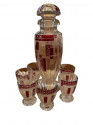 Decanter and Glasses Red Dot Pattern