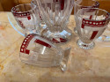 Art Deco Decanter and Glasses by Karl Palda with Red Pattern