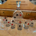 Art Deco Decanter and Glasses with Playing Card Motif