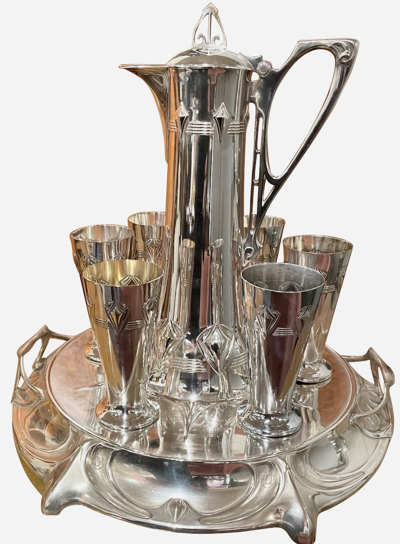 Art Nouveau Silver Tea and Coffee Set Jugendstil by WMF
