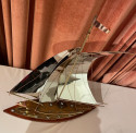 Sailing Boat Sculpture in Copper, Chrome and Brass