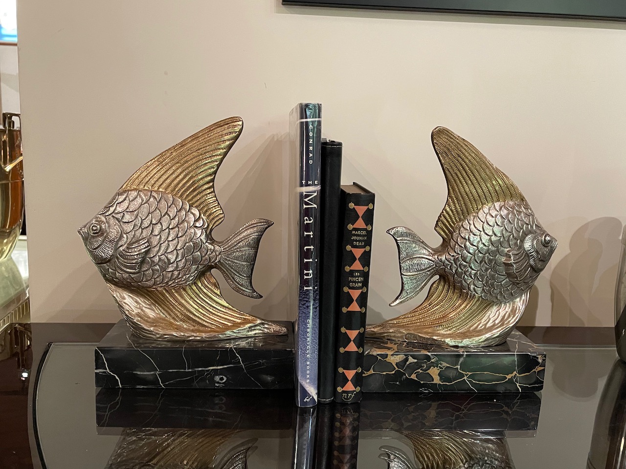 Art Deco Fish Sculpture Bookends, Bookends
