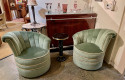 Art Deco Channel Back Swivel Mohair Chairs