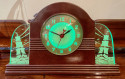 Lackner Neon Glo Art Deco Marbled Brown Catalin Glass Bakelite Clock
