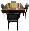 French Modernist Art Deco Macassar Wood Dining Table and 6 Matching Chairs